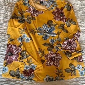 Yellow floral long sleeve blouse